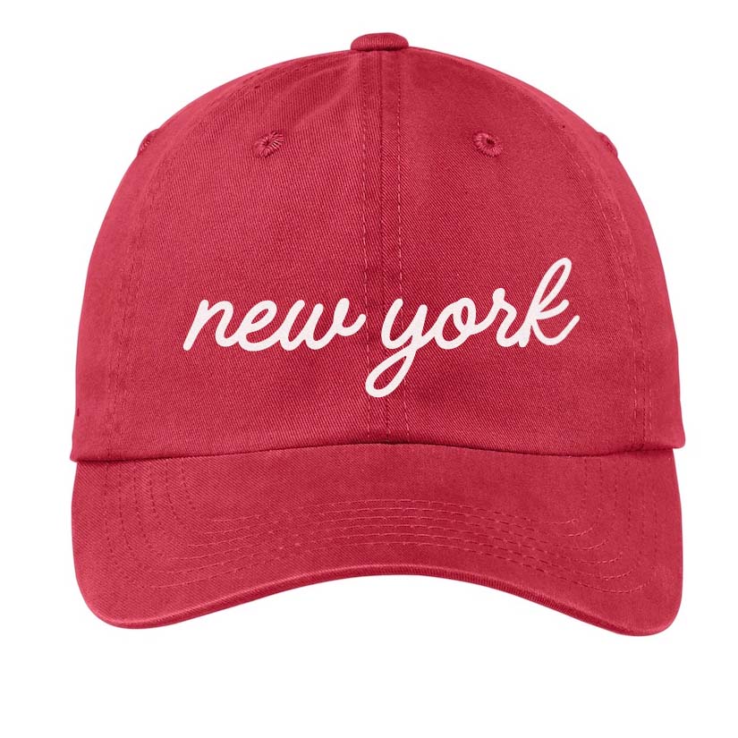 Red ny cheap baseball cap