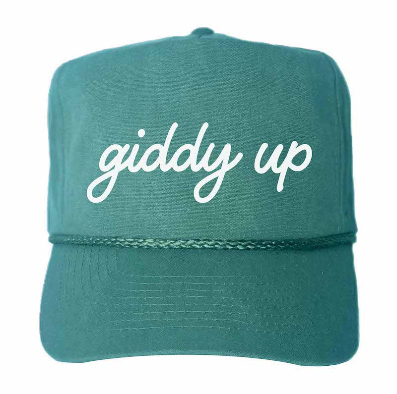 Giddy Up Cursive Canvas Trucker