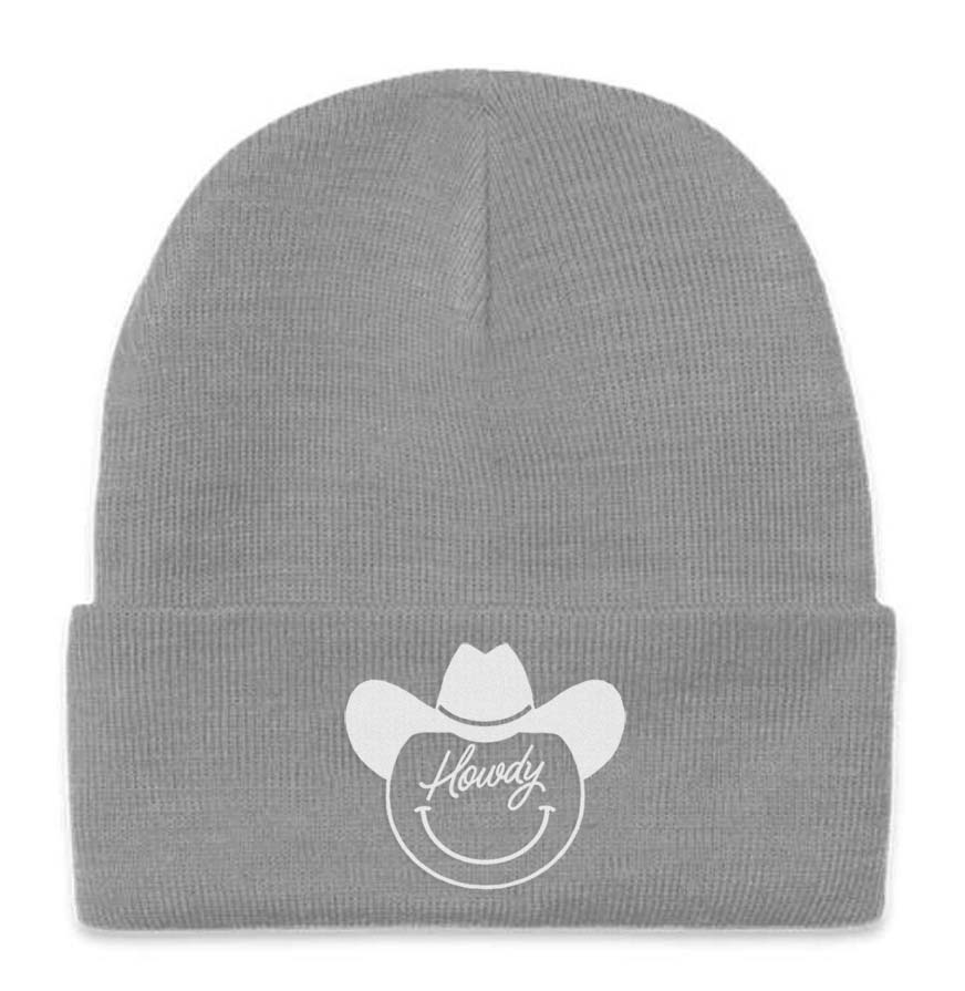 Waffle Beanie - College Script - Heather Grey