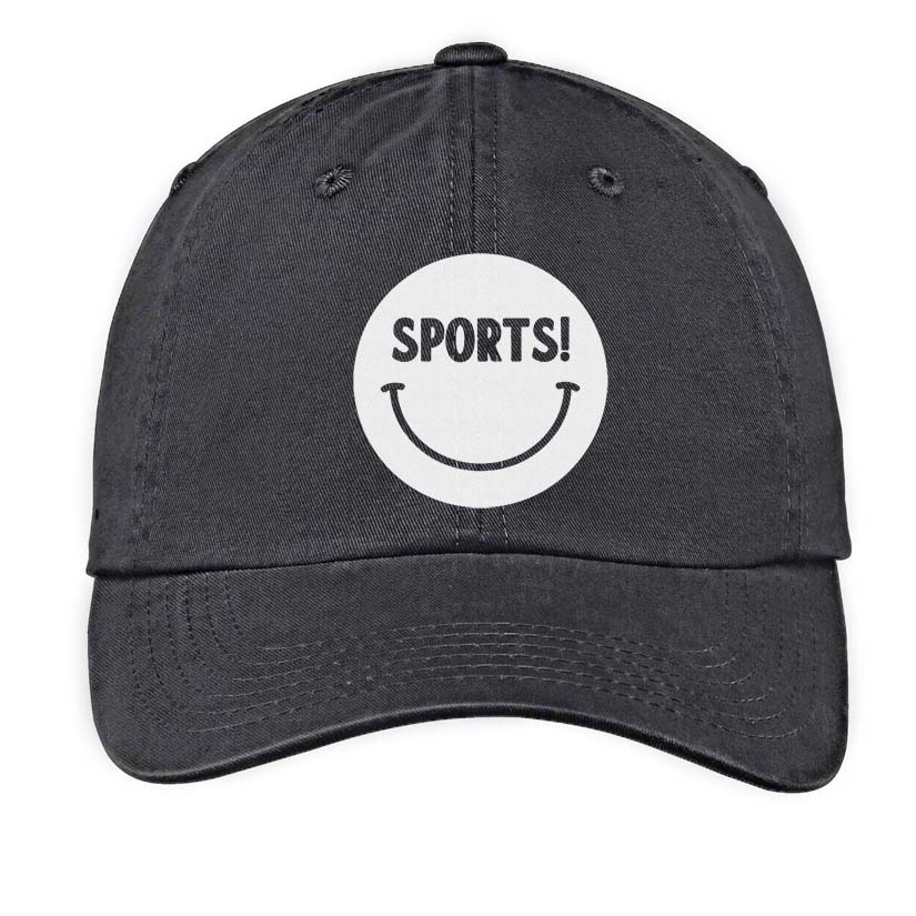 Sports! Smiley Face Baseball Cap Washed Black