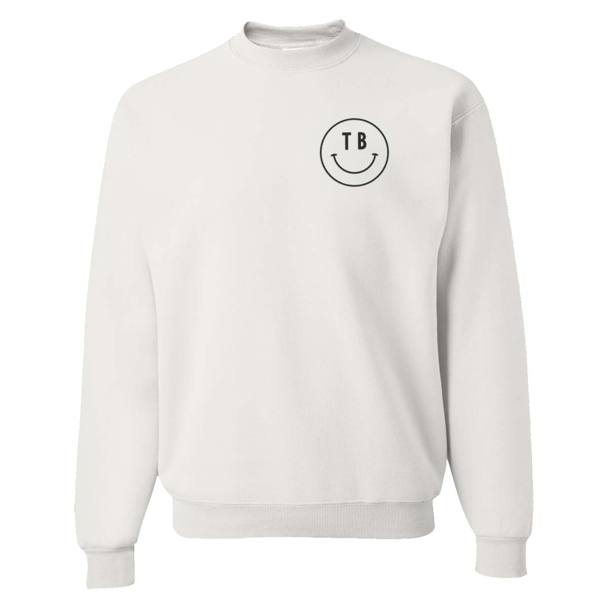 White smiley face online sweatshirt